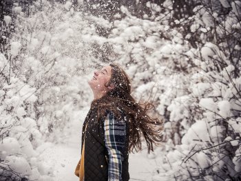 Girl smiling in the snow