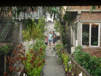 Waterfall down steps in Bali