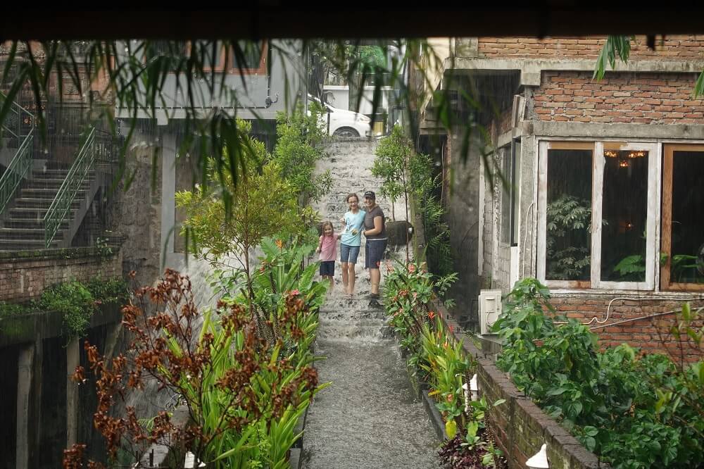 Waterfall down steps in Bali