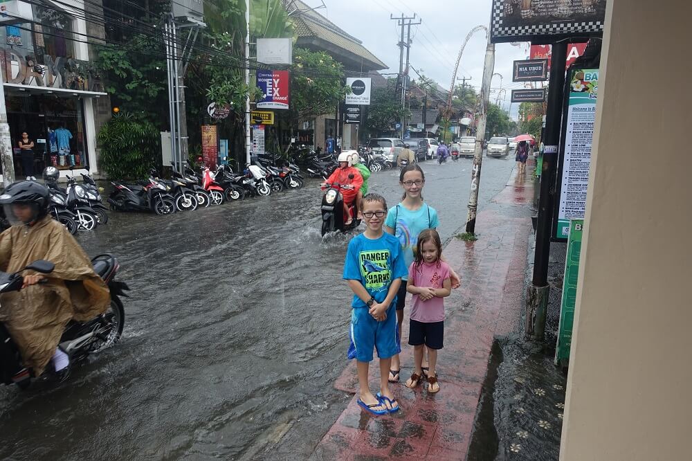 Flooded road in Bali