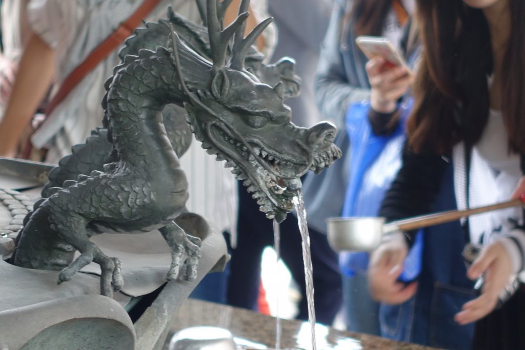 Water statue at Japanese temple