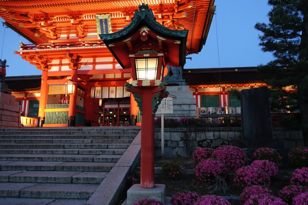 Shrine lit up at night