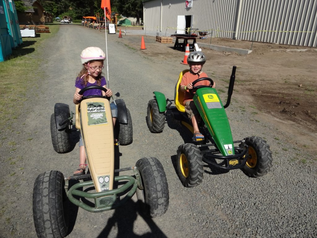 Riding the pedal carts at the Astoria KOA