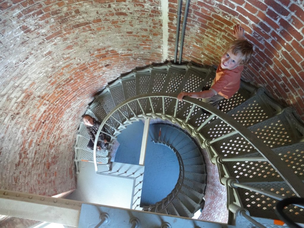 Spiral stairs inside the Cape Blanco Lighthouse