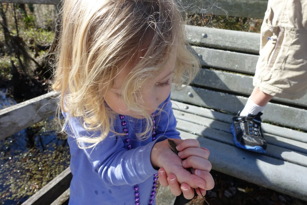girl holding a lizard