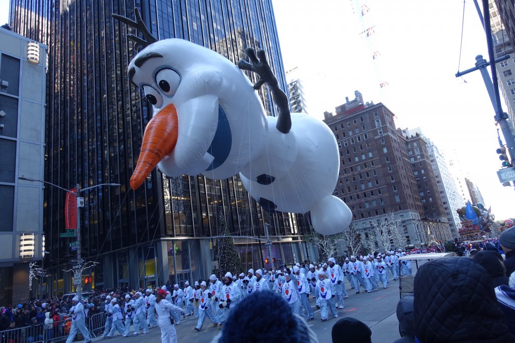 Olaf balloon in parade