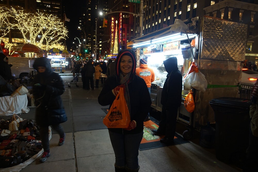 Halal Guys cart at night