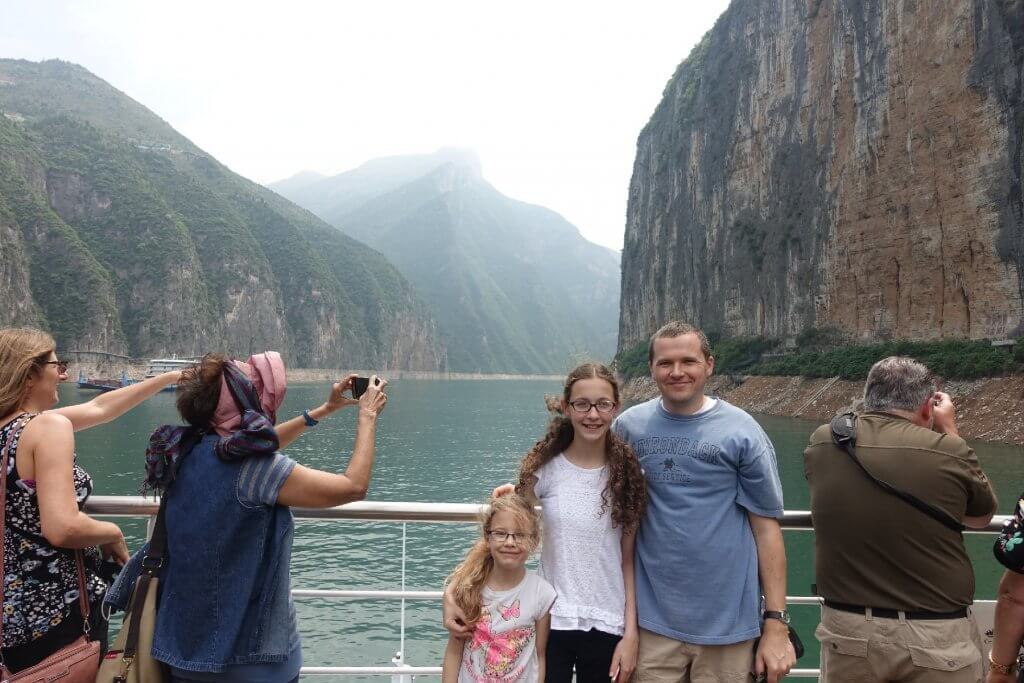 Sailing through a gorge on the Yangtze River