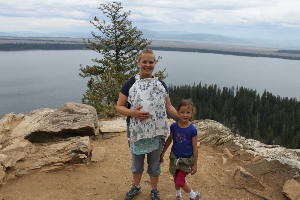 mom and kids on hike