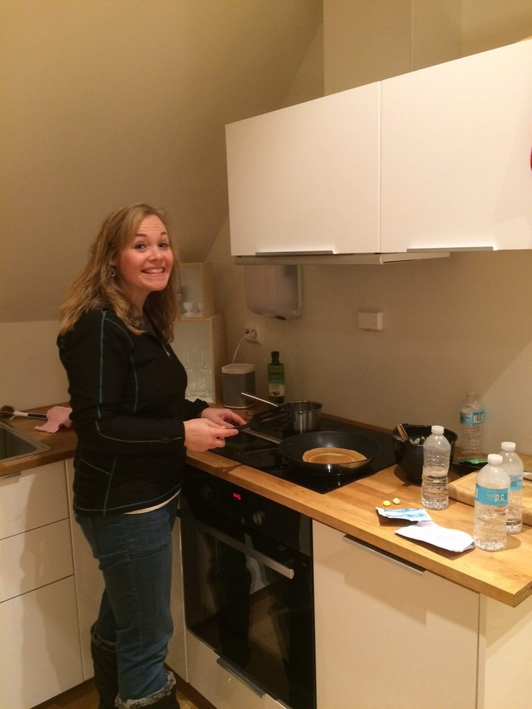 Cooking crepes in Norway