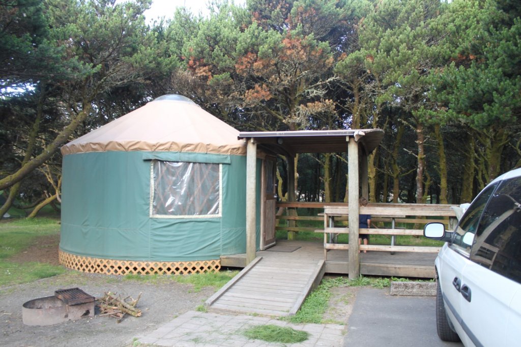 outside of yurt at Nehalem Bay State Park