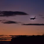 airplane at sunset