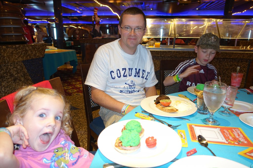 family with green eggs and ham