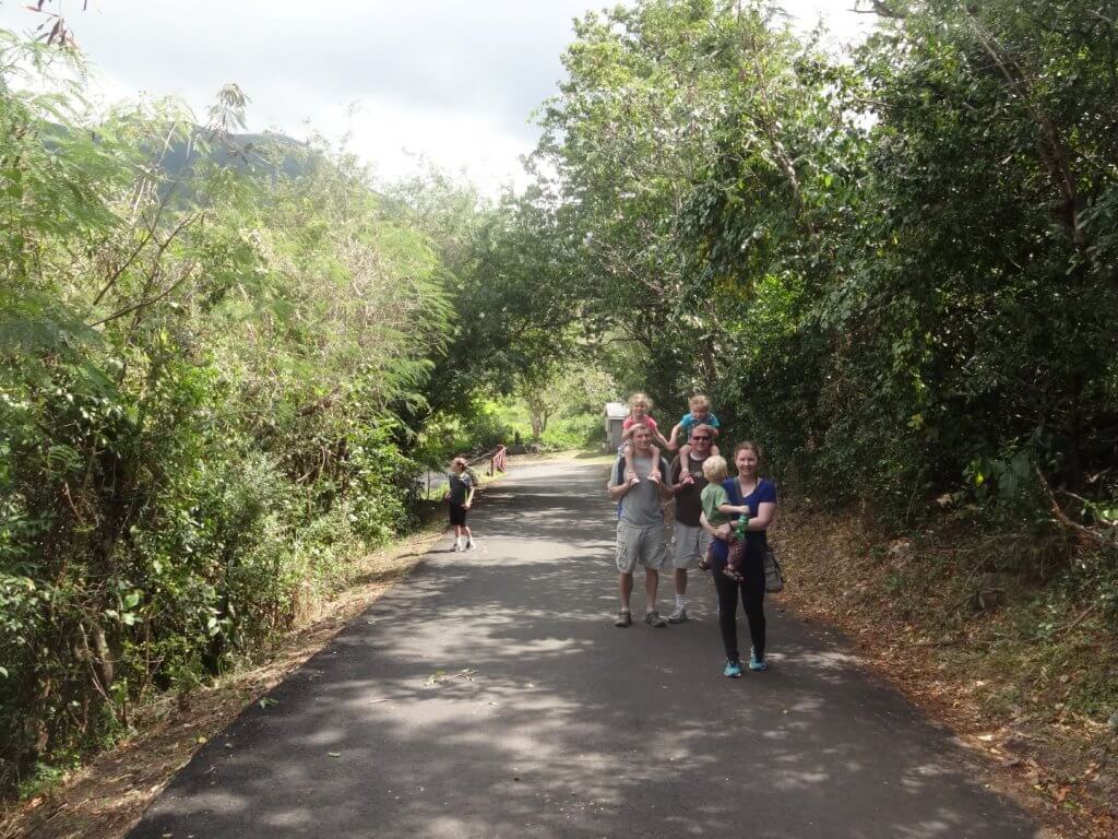 Family on a walking path