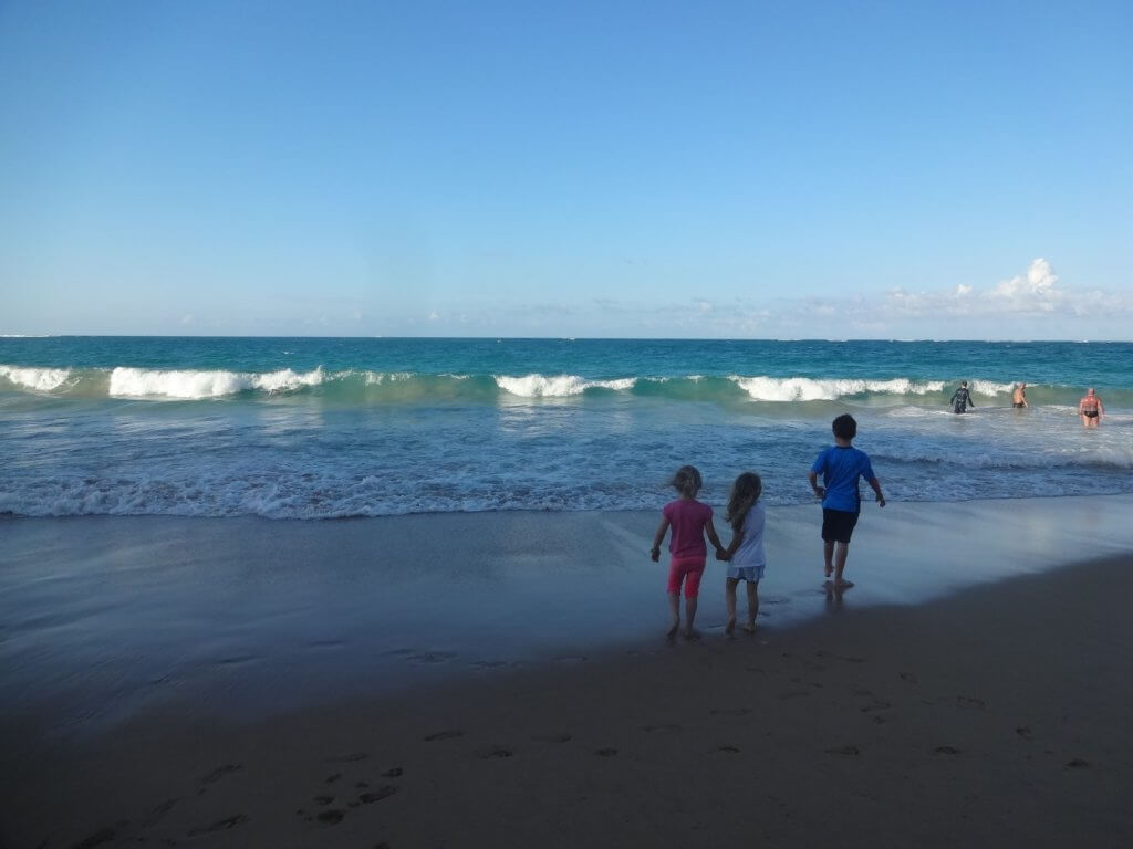 kids looking at the waves