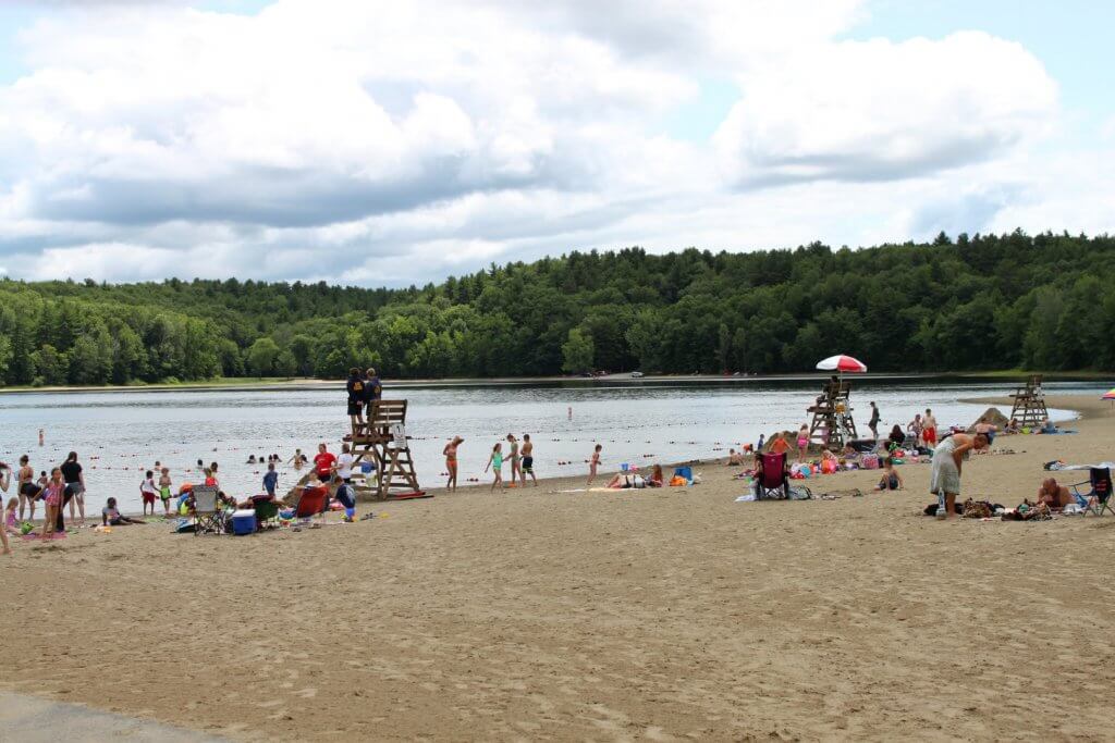 people at a lake