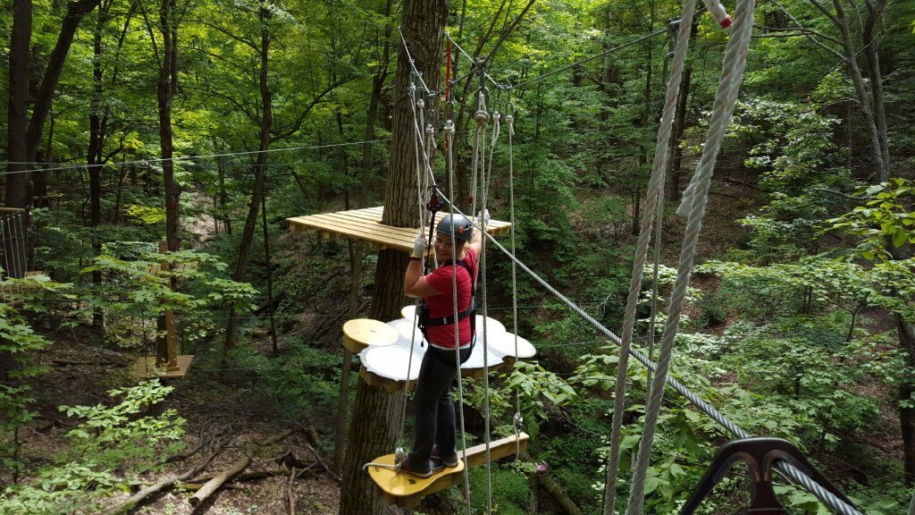 woman on a ropes course