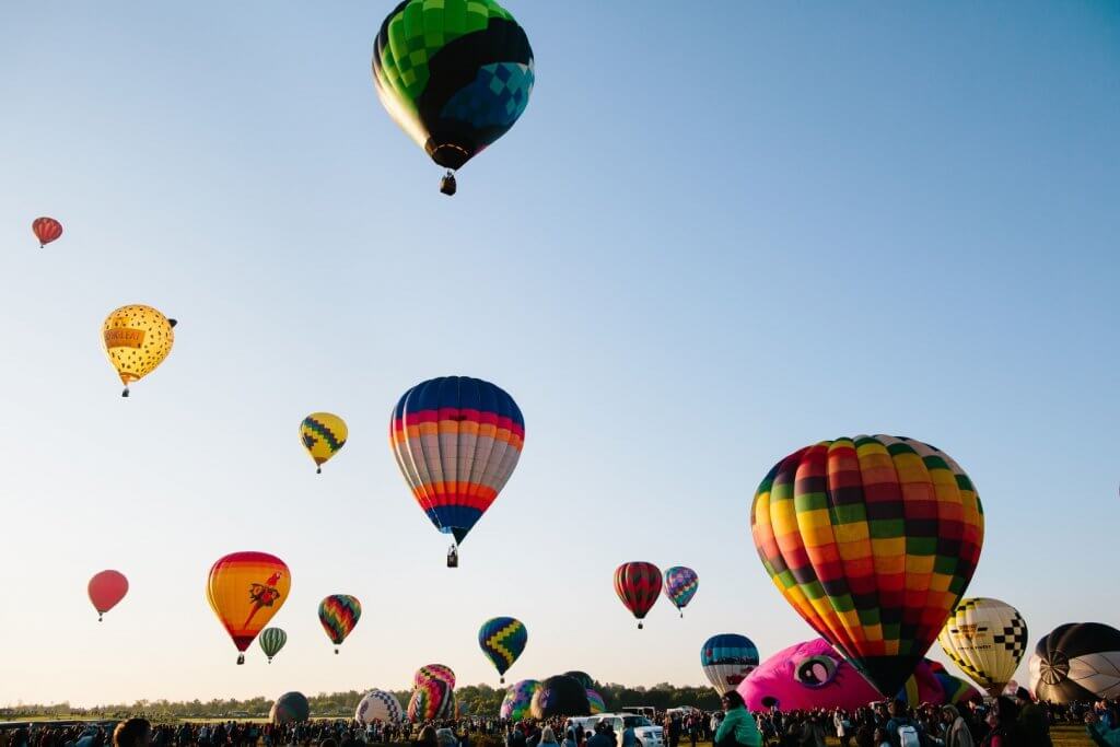 Hot air balloons in the sky