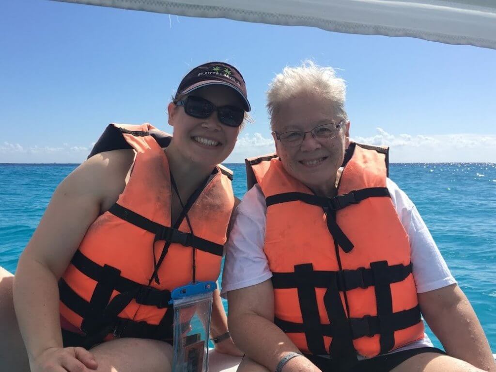 two women on a boat