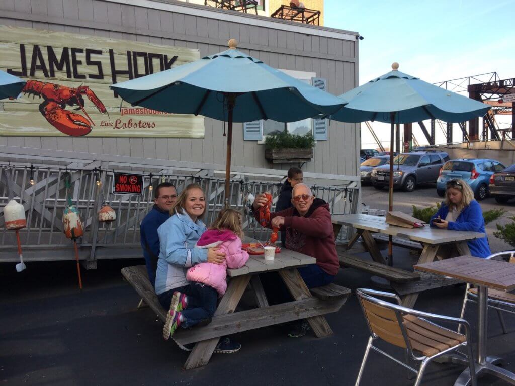 family with lobster