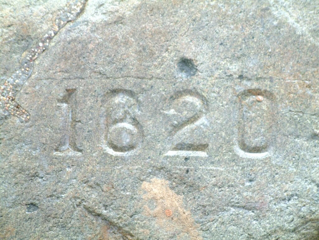 engraving of 1620 in rock