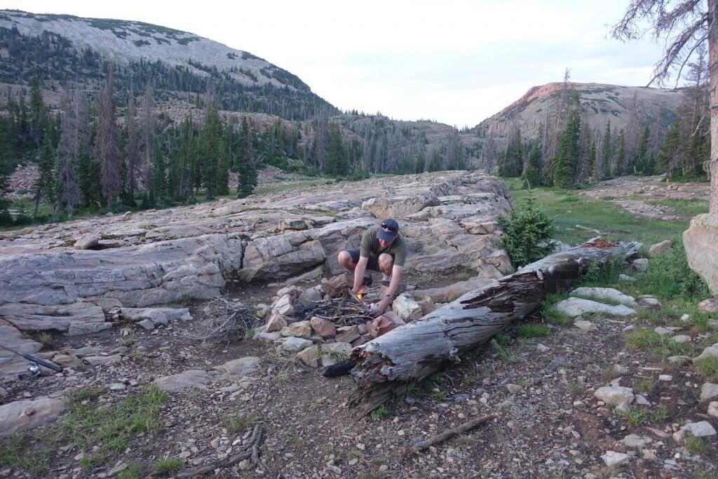 man making a fire