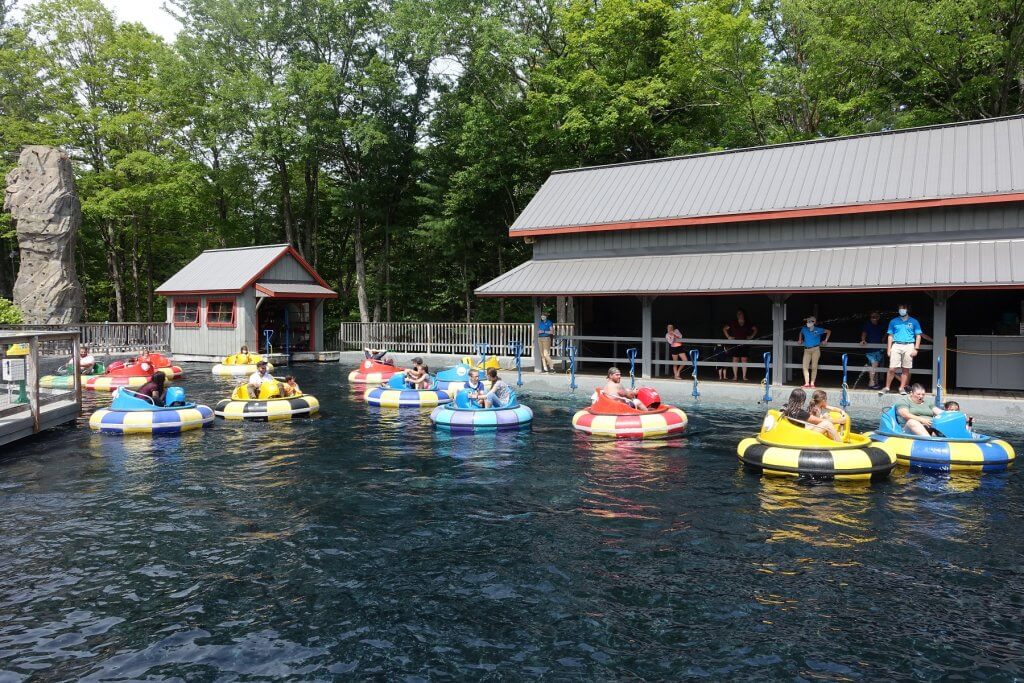 people on bumper boats