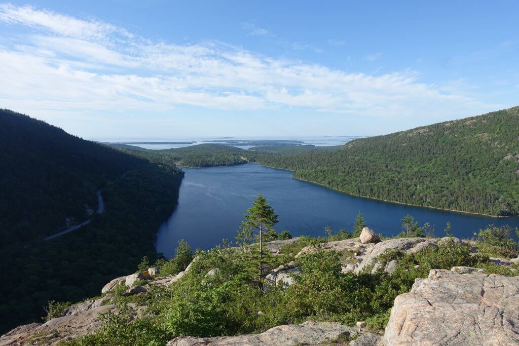 view of lake from mountain