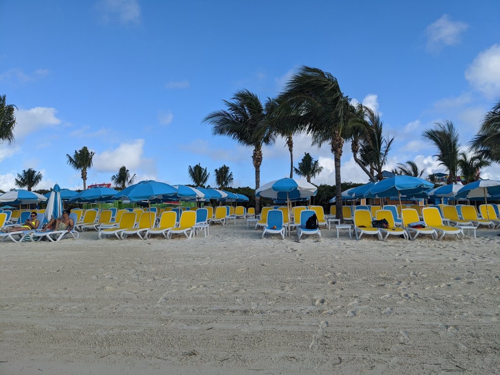 lounge chairs on beach