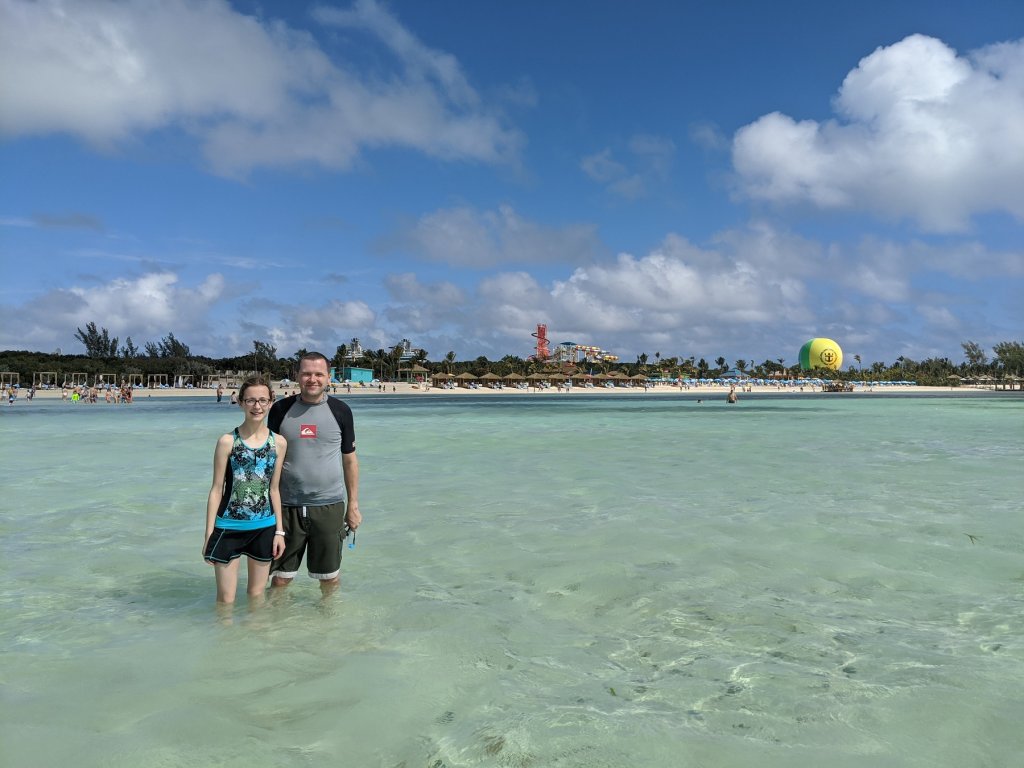 father and daughter in ocean