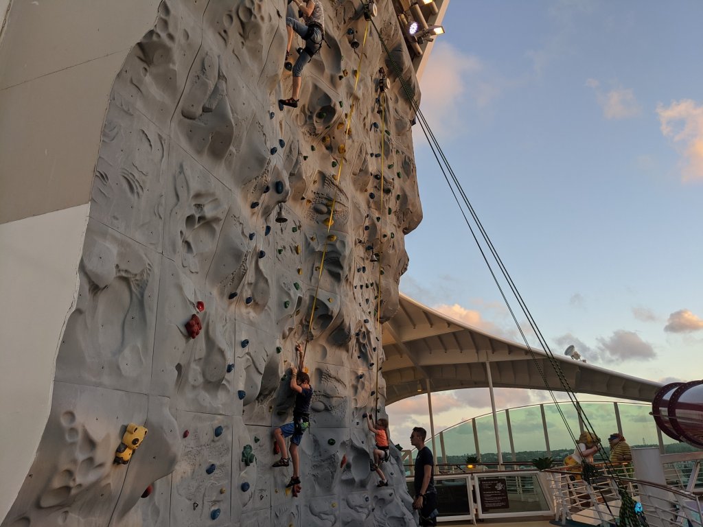 people on rock climbing wall