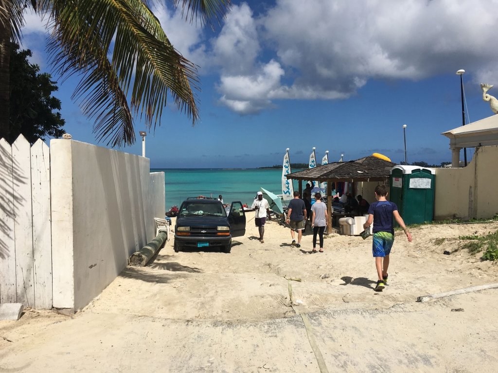 people walking to beach