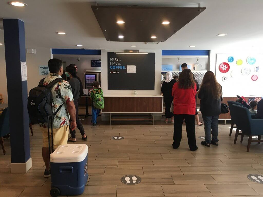 food lines at hotel breakfast