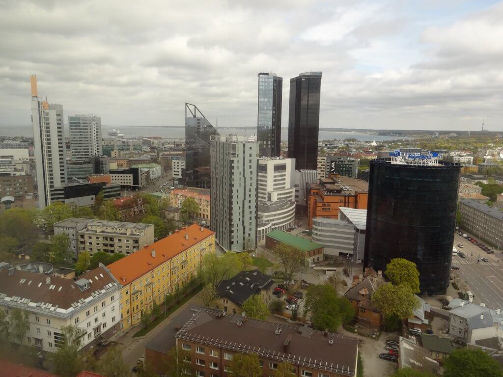 view of city buildings from above