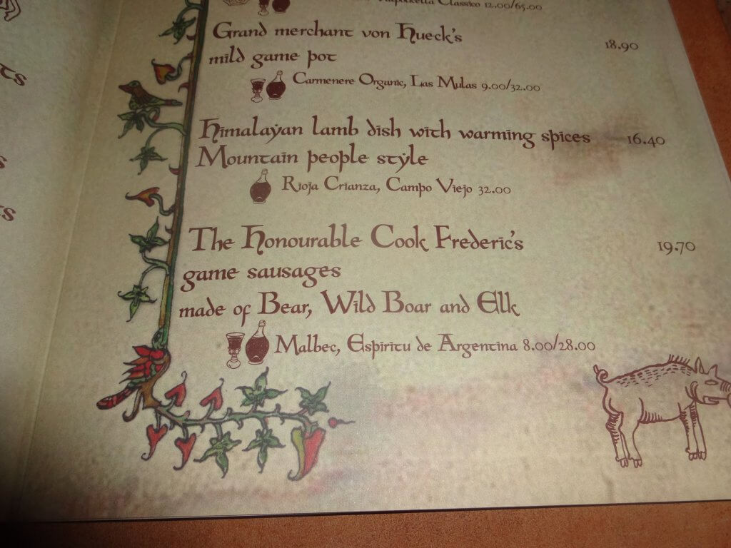 restaurant menu