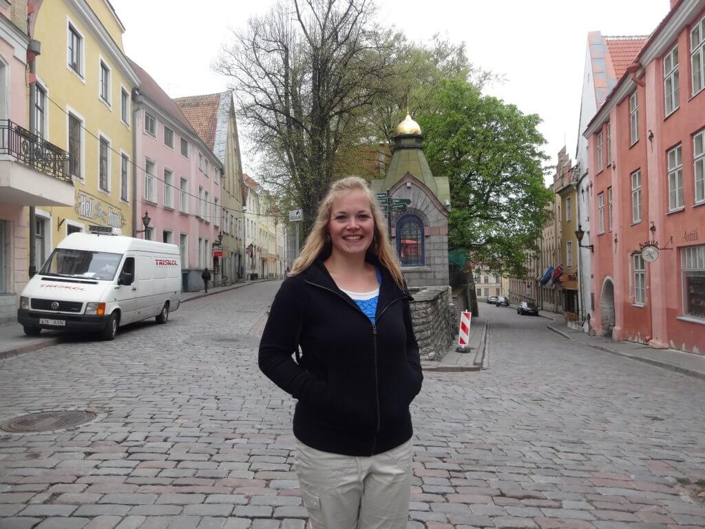 woman standing on street