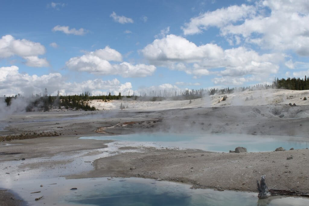 steam rising from hotsprings