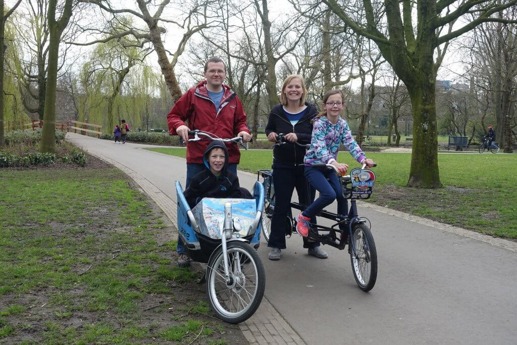 family on bikes