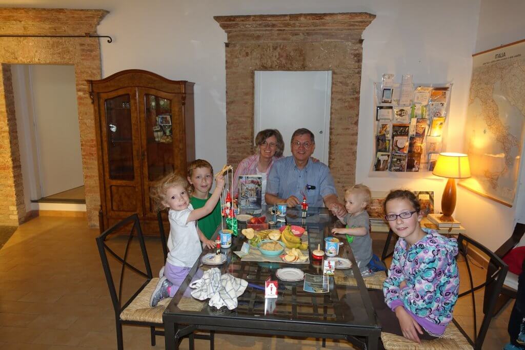 family at a table