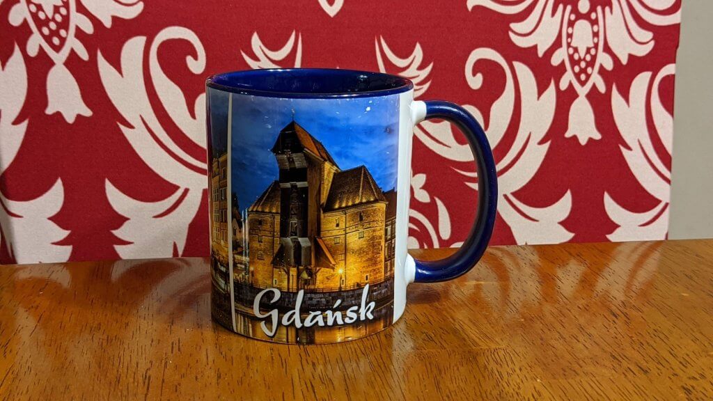 mug with picture of old building