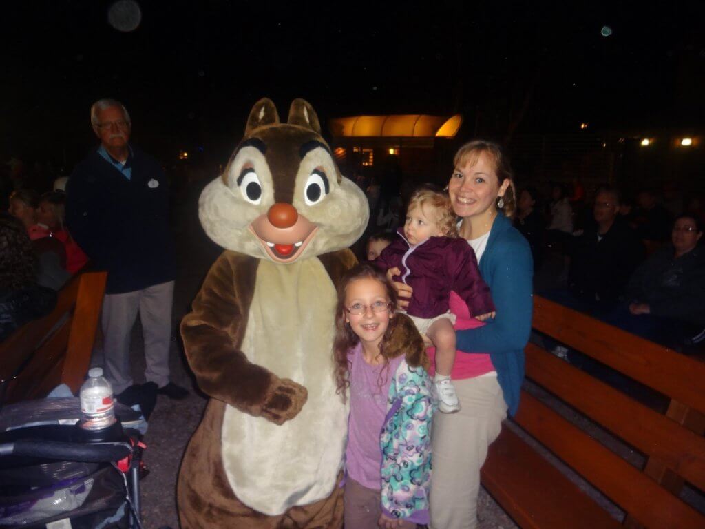 family with dressed up chipmunk