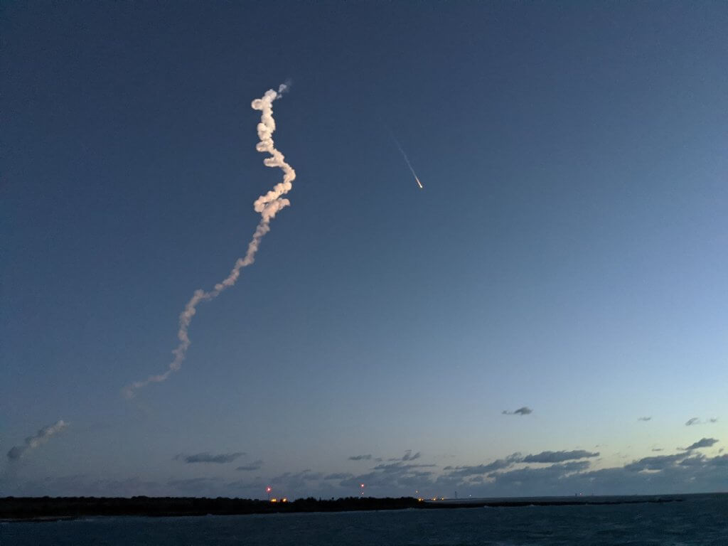 rocket launching into the sky