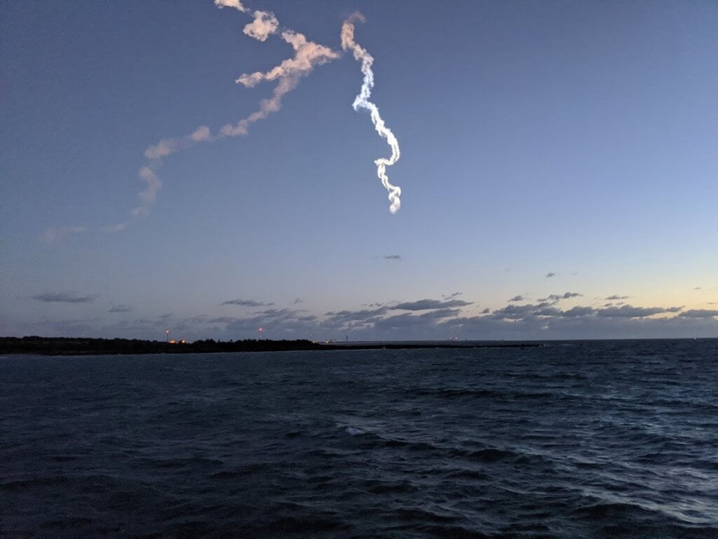 rocket launch trail in the sky