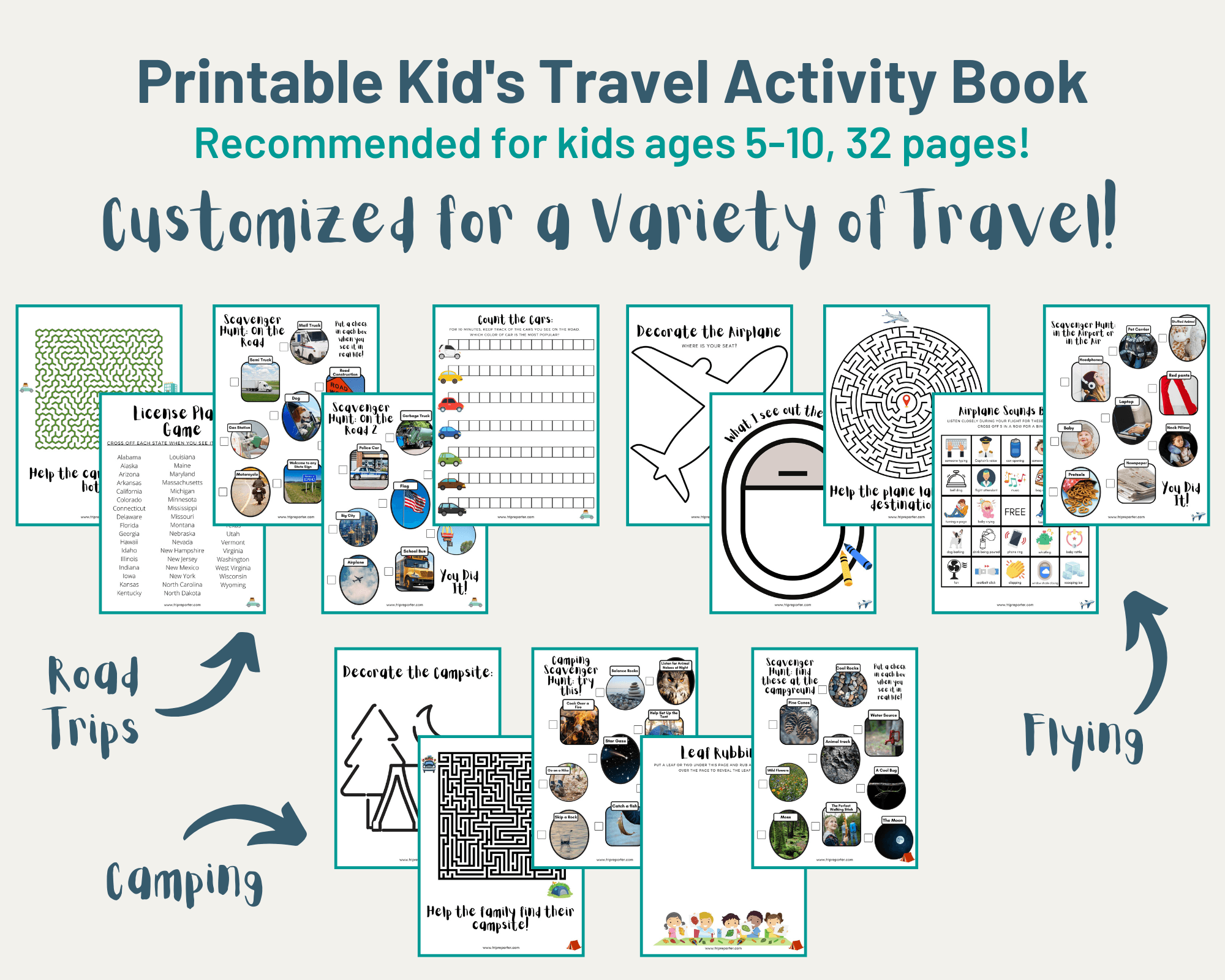 Printable Travel Activity Book for Kids - Trip Reporter