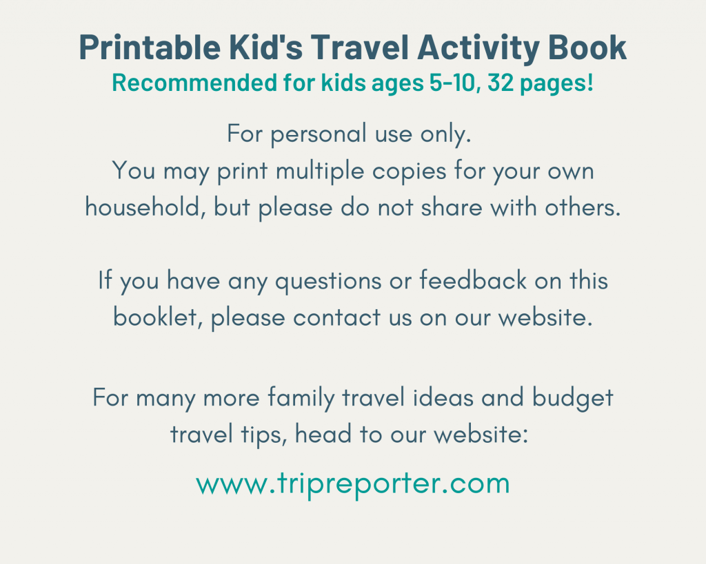 Printable Travel Activity Book for Kids - Trip Reporter