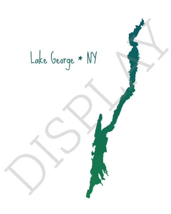 Blue drawing of Lake George, NY