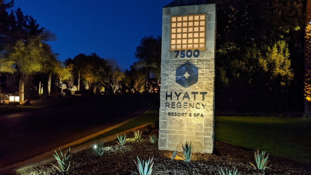 hotel sign at night