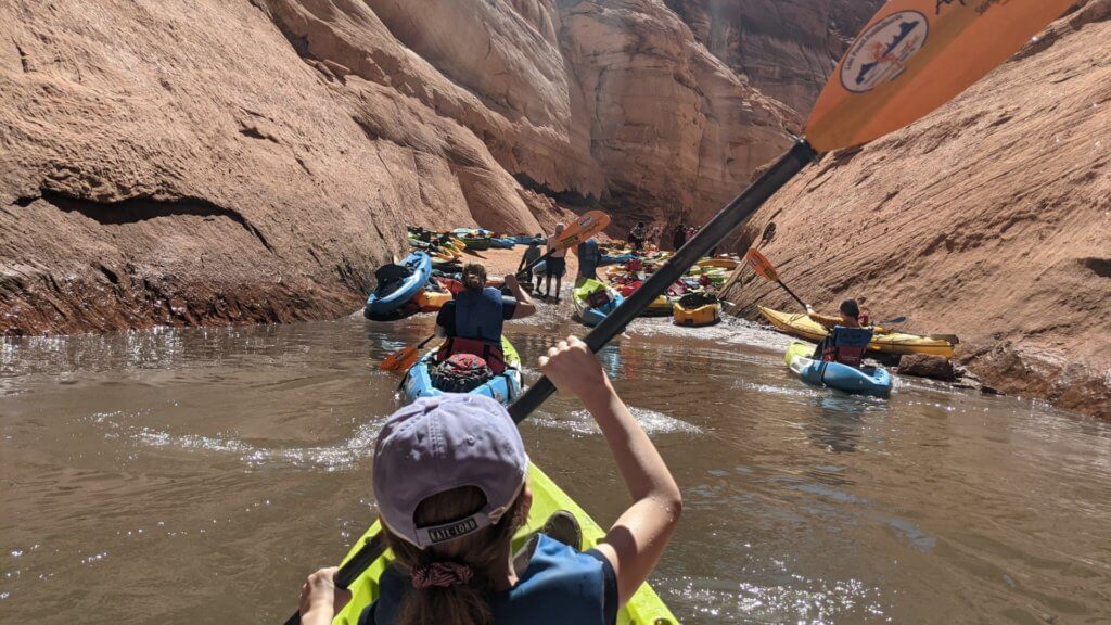 kayakers in canyon