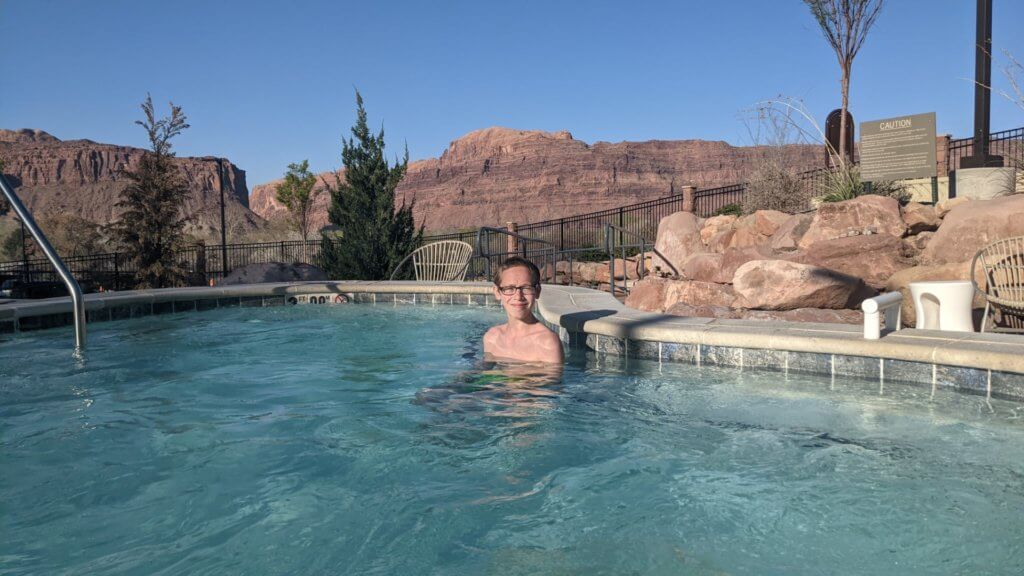 boy in a swimming pool