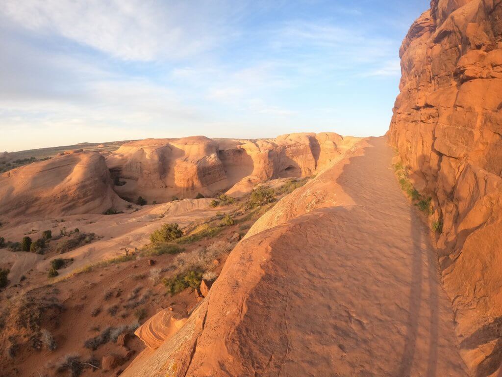 narrow trail along rock face